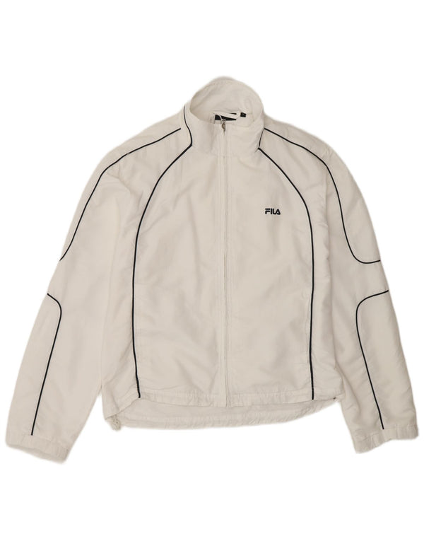 Fila Womens Tracksuit Top Jacket UK 16 Grande Poliéster Branco
