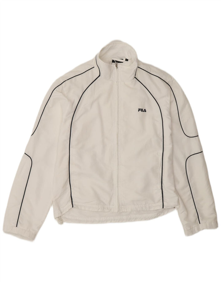 Fila Womens Tracksuit Top Jacket UK 16 Grande Poliéster Branco