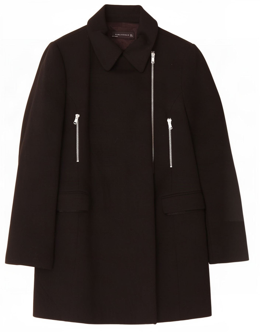 Sobretudo feminino Zara UK 14 grande preto