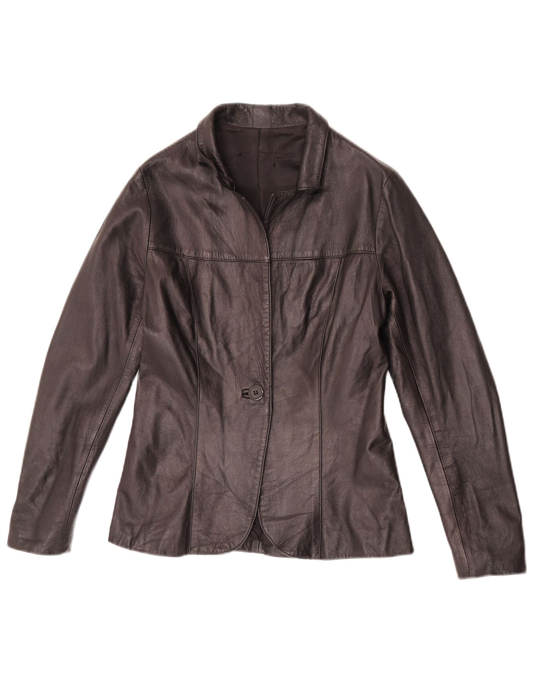 Jaqueta blazer feminina vintage de couro com 1 botão IT 42 médio preto
