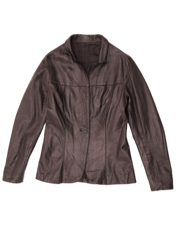 Jaqueta blazer feminina vintage de couro com 1 botão IT 42 médio preto