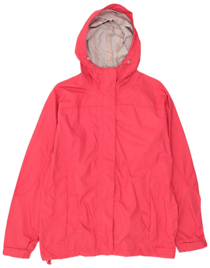 Jaqueta de chuva feminina com capuz L.L.Bean Reino Unido 16 grande nylon rosa