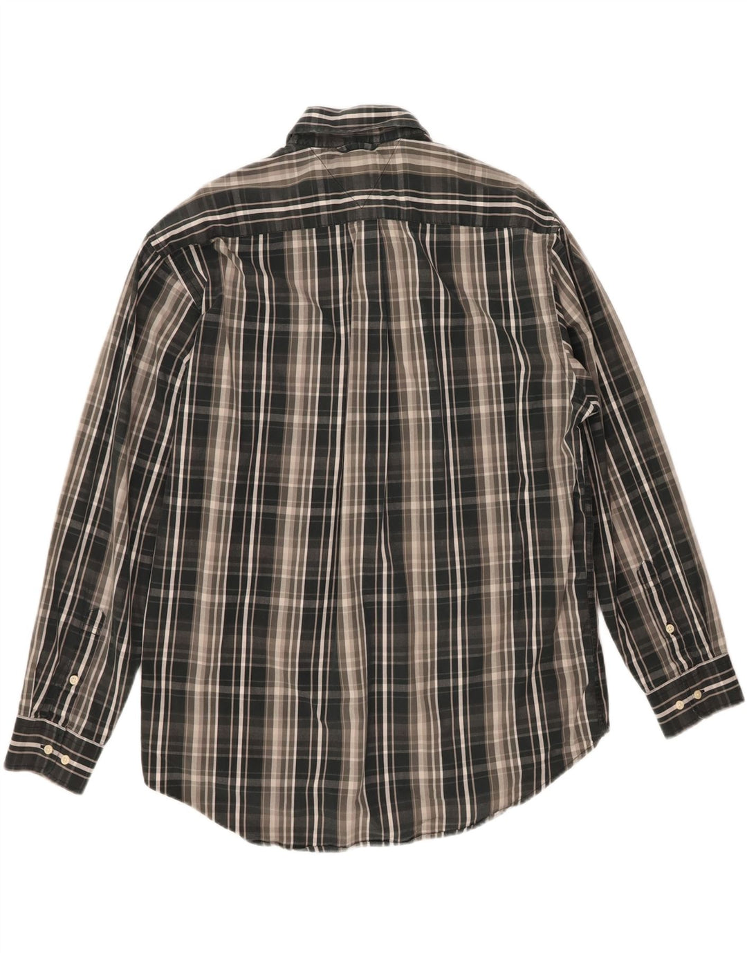 Camisa masculina TOMMY HILFIGER grande algodão xadrez cinza