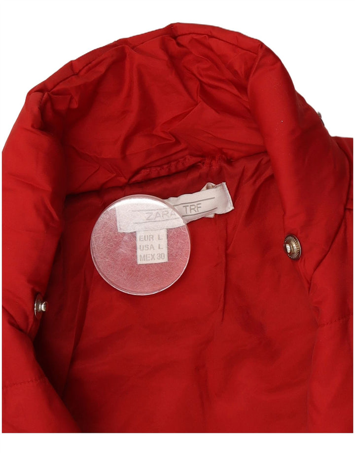 Zara Womens Trafaluc Jaqueta Acolchoada Reino Unido 16 Grande Vermelho