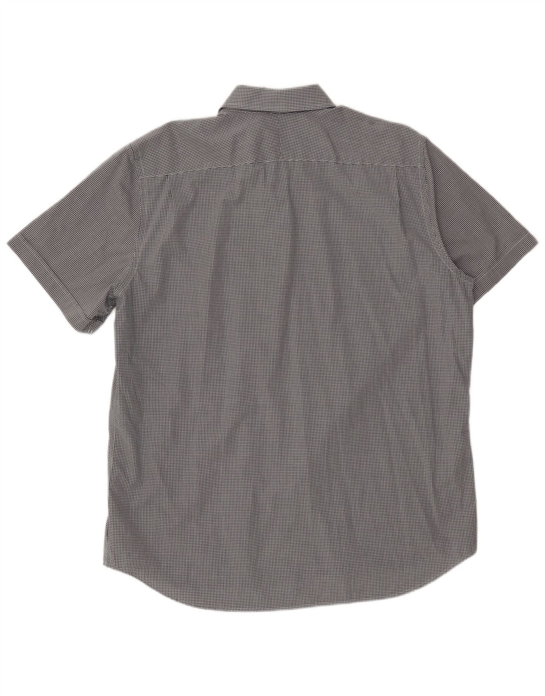 Camisa masculina de manga curta LACOSTE tamanho 44 17 1/2 XL preto gingham