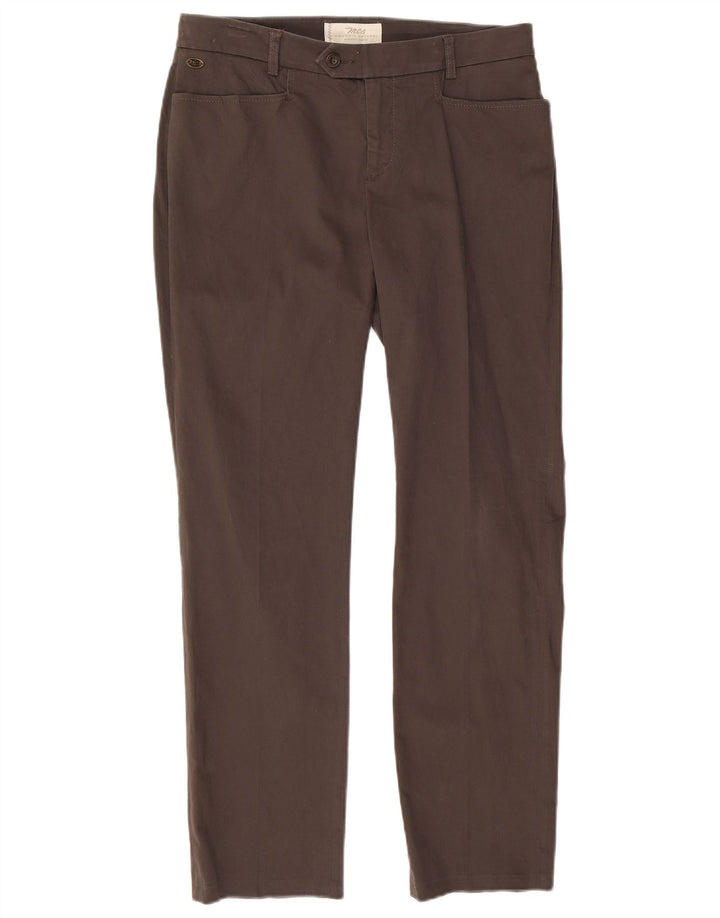 Calça casual feminina Marlboro Classics UK 12 médio W30 L28 algodão cinza