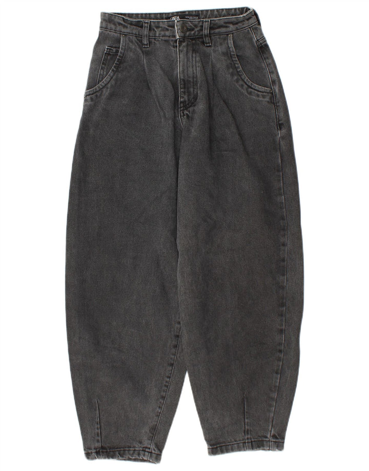 Calça jeans feminina ZARA com corte balão e cintura alta EU 34 2XS W24 L25 cinza