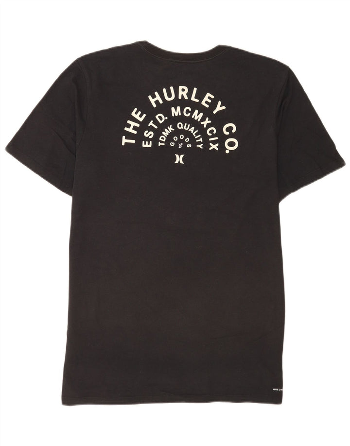 Camiseta gráfica masculina Hurley Top médio algodão preto