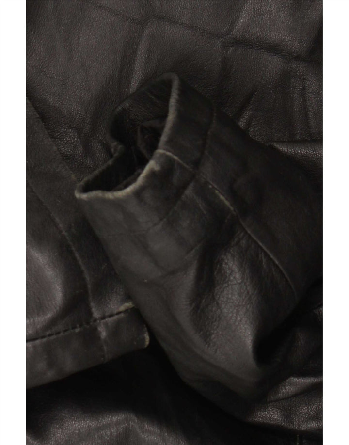 Casaco de couro masculino vintage UK 42 XL preto