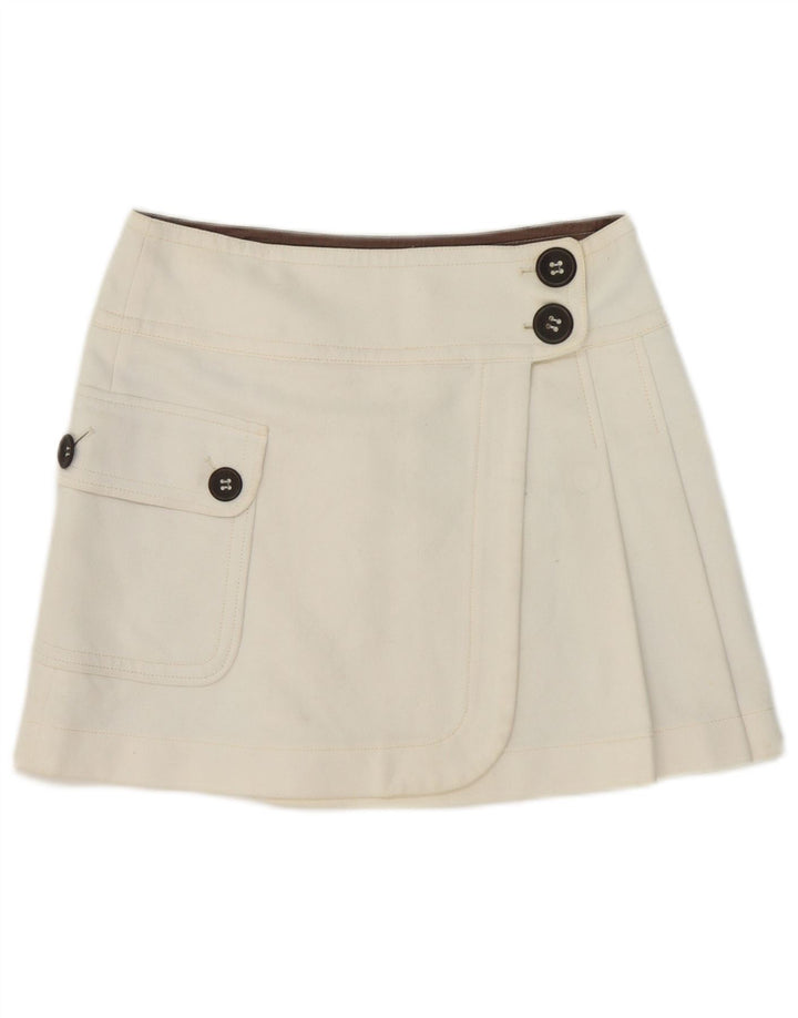 Mini saia feminina Max & Co. Reino Unido 8 pequena W32 algodão branco