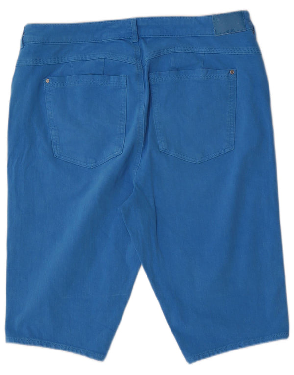 Shorts jeans feminino de cintura alta Marks & Spencer UK 18 XL W34 algodão azul