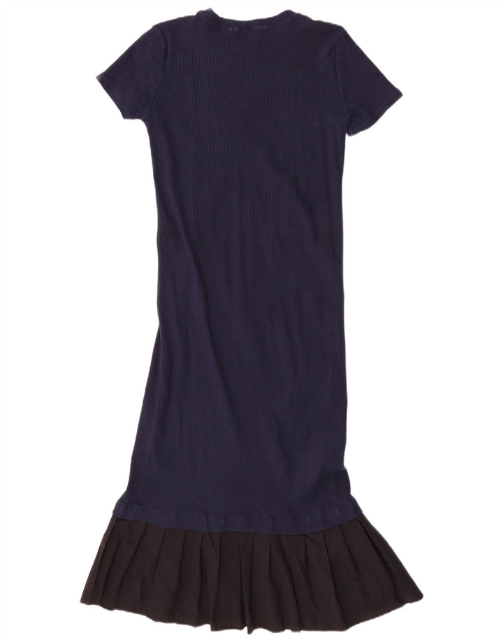 Vestido maxi feminino Zara Reino Unido 12 algodão azul marinho médio