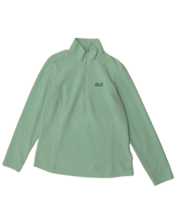 Suéter de lã feminino Jack Wolfskin com zíper e gola UK 14/16 grande verde