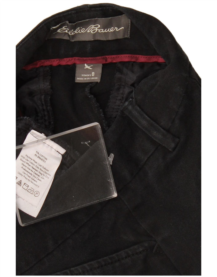 Calça casual feminina Eddie Bauer com corte bootcut EUA 8 médio W30 L30 algodão preto