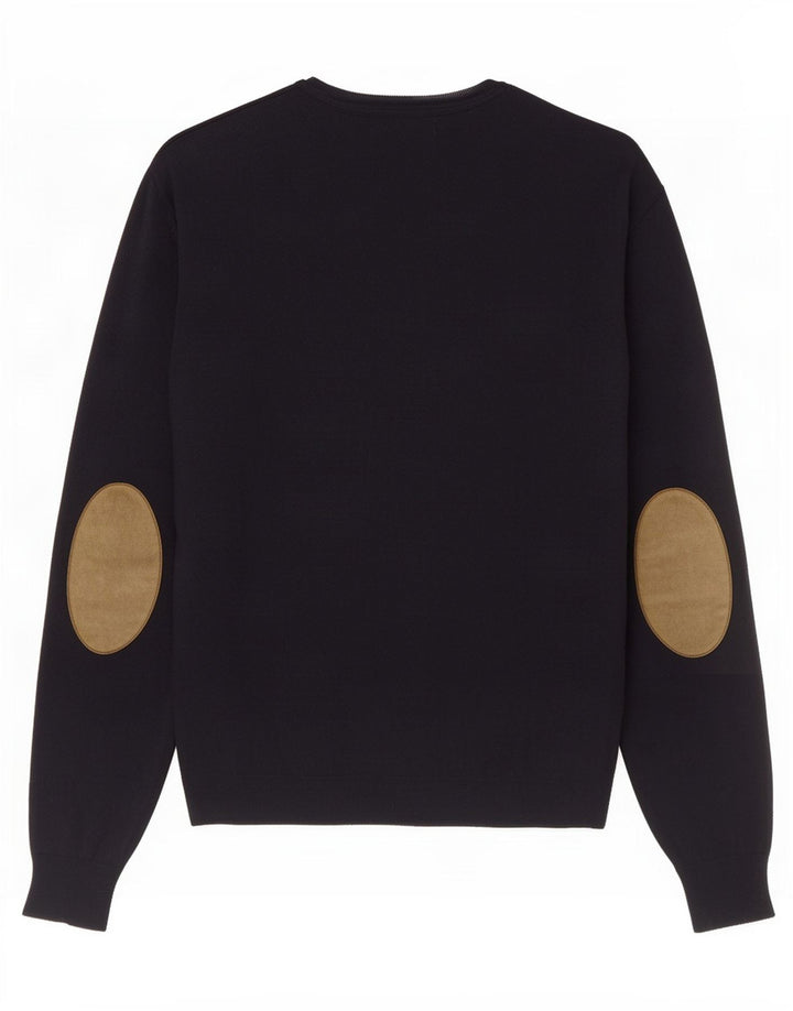 Suéter feminino Massimo Dutti com gola redonda, algodão azul marinho médio
