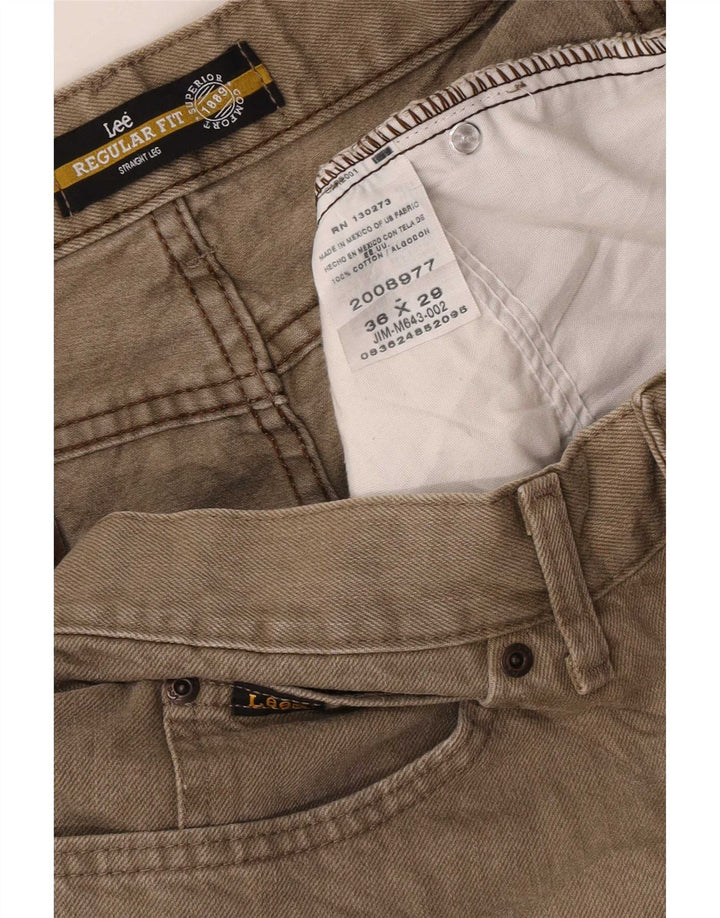 Calça jeans reta masculina Lee Regular Fit W36 L29 algodão cáqui