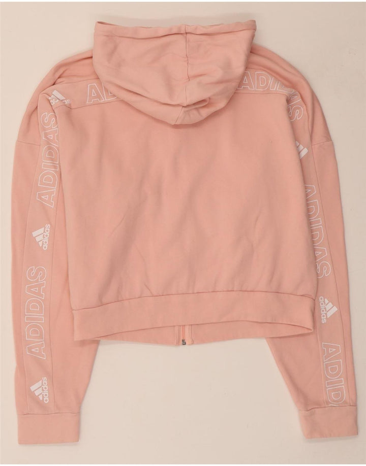 ADIDAS Womens Oversized Crop Zip Hoodie Sweater UK 16/18 Large Pink Vintage Adidas and Second-Hand Adidas from Messina Hembry 