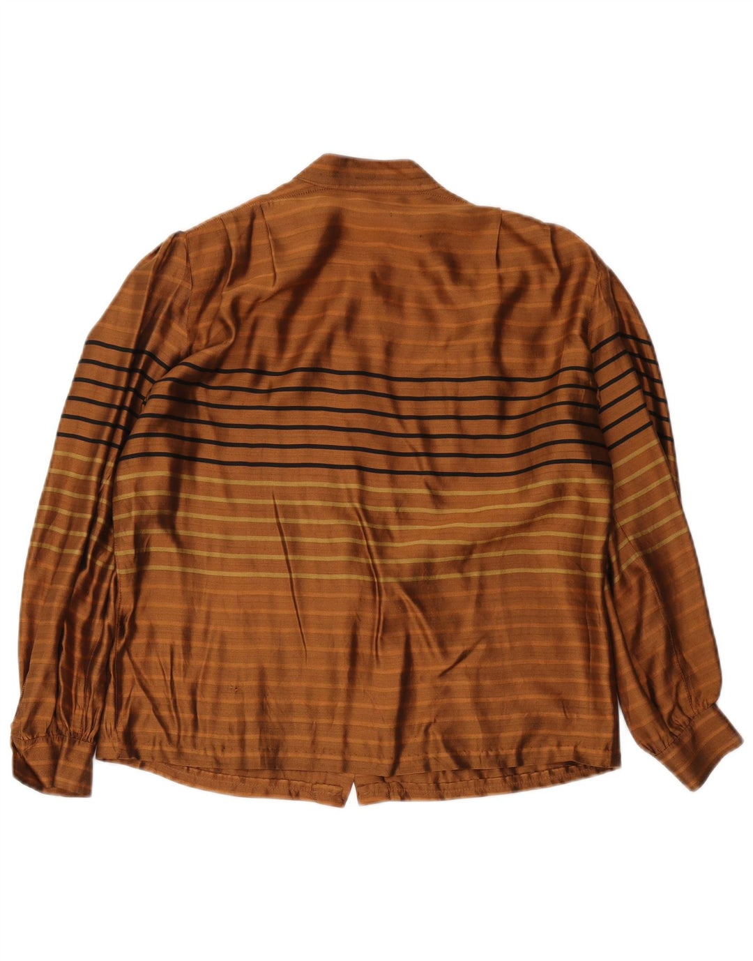 Blusa feminina vintage UK 14 grande listrada marrom