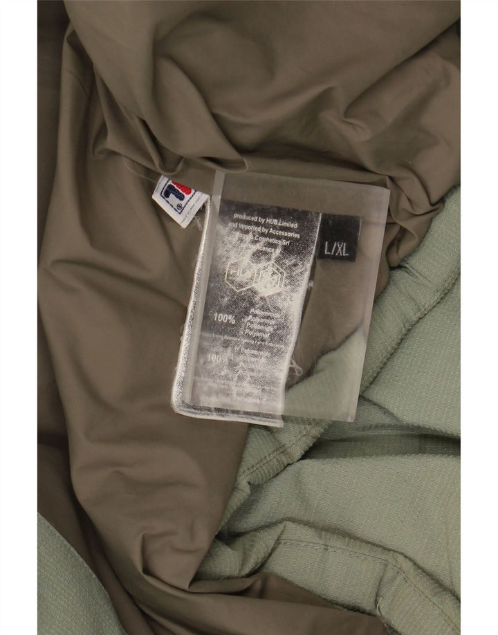 Jaqueta masculina Fila com capuz acolchoada UK 40 grande poliamida verde
