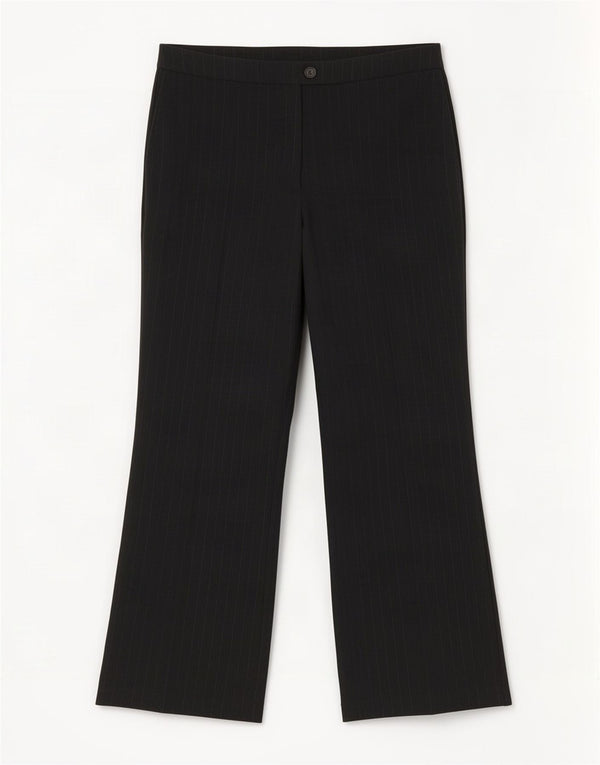 Calça feminina Marks & Spencer UK 18 XL W37 L30 preta listrada