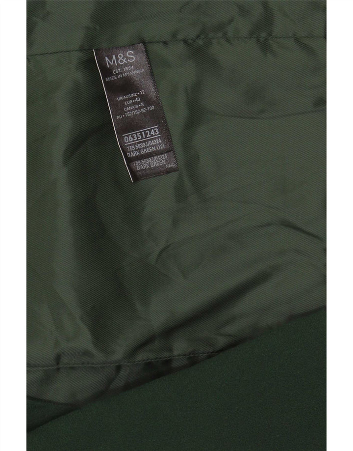 Jaqueta blazer feminina Marks & Spencer manga 3/4 aberta Reino Unido 12 verde médio