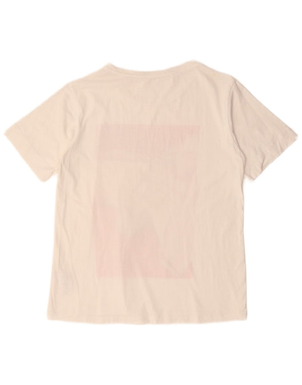 Camiseta feminina Elisabetta Franchi com estampa gráfica UK 12 algodão branco médio