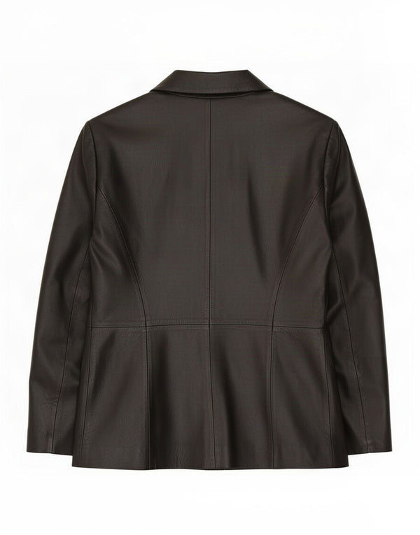 Jaqueta blazer feminina de couro com 2 botões Milan UK 16 grande preta