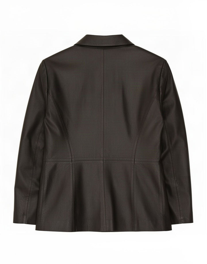 Jaqueta blazer feminina de couro com 2 botões Milan UK 16 grande preta