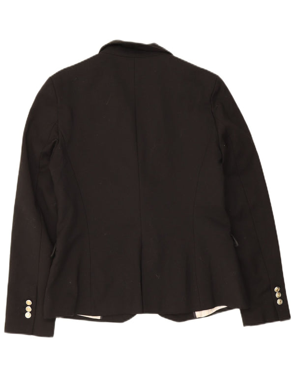 Jaqueta blazer feminina ZARA com 1 botão Reino Unido 12 algodão preto médio