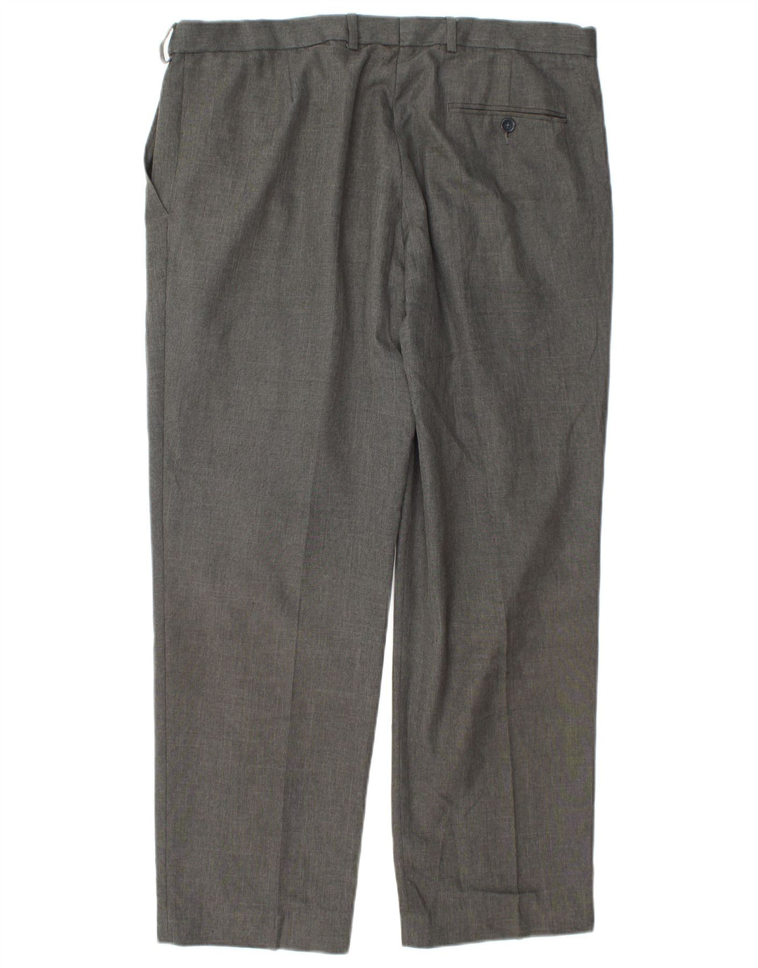 Calça masculina de ajuste regular Marks & Spencer W36 L29 poliéster cinza