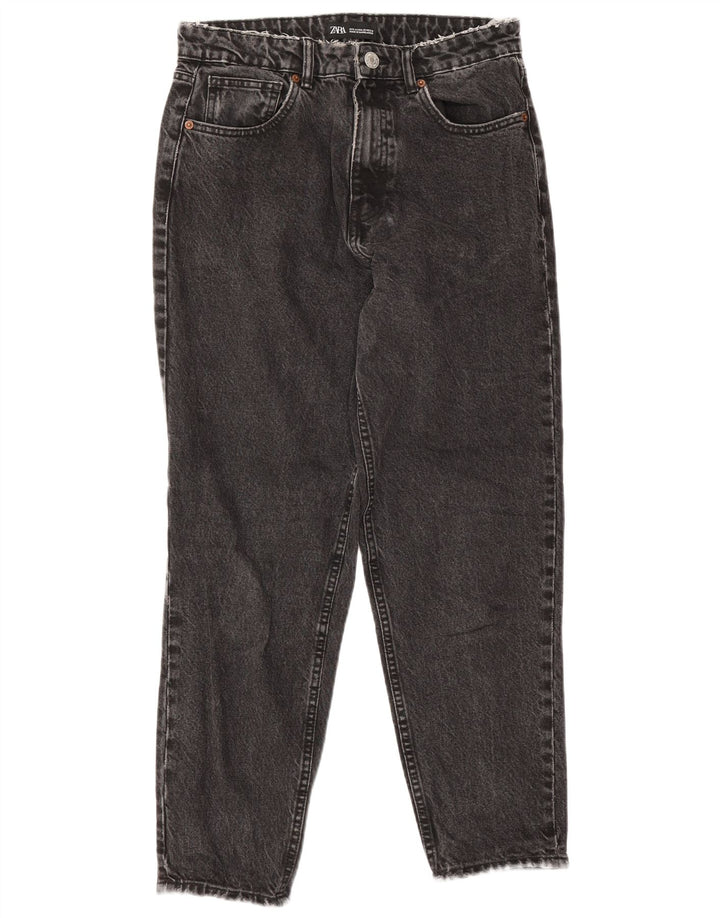 Zara Jeans Cônicos Femininos EU 40 Médio W30 L27 Algodão Preto