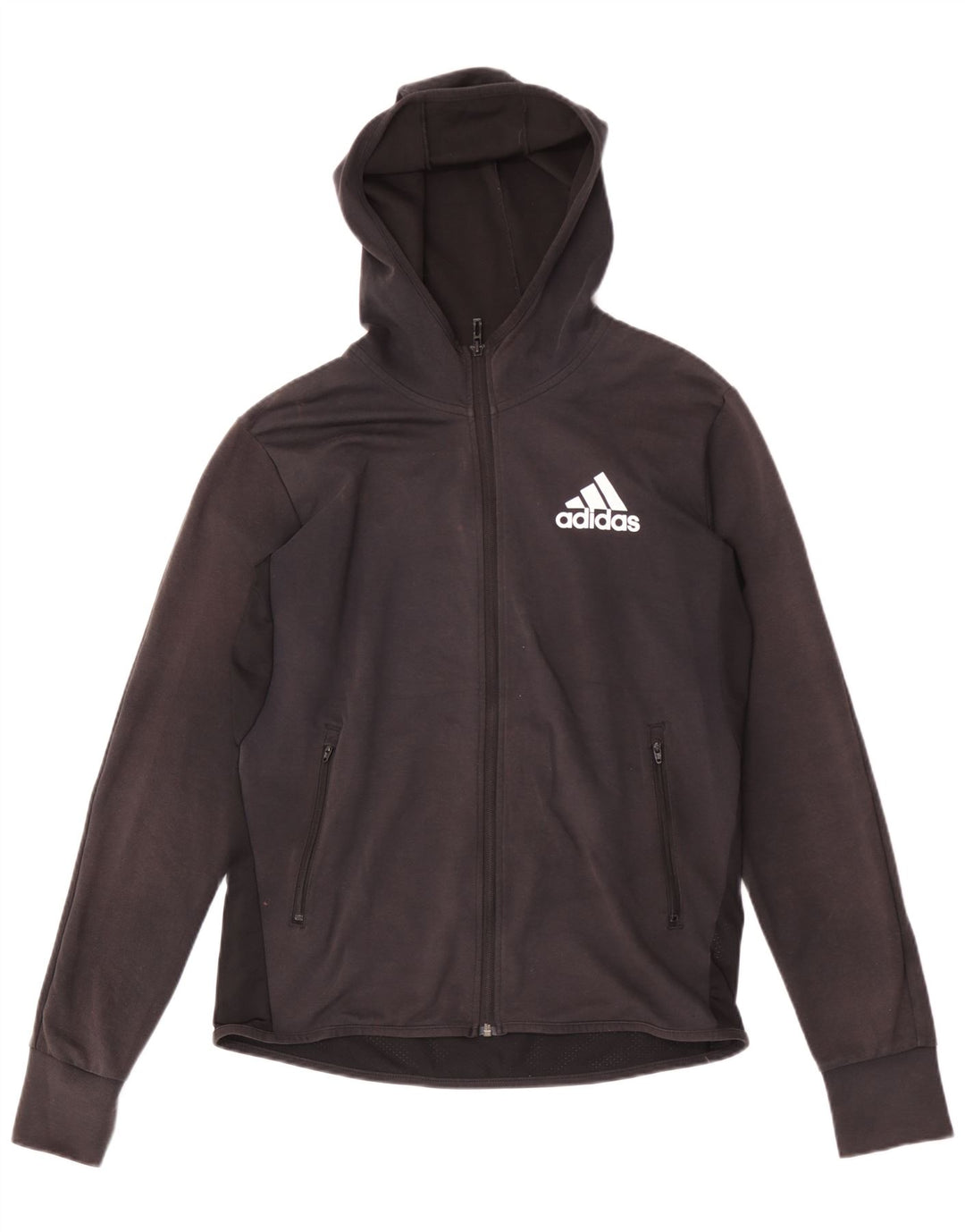 Adidas masculino zip moletom com capuz médio algodão preto