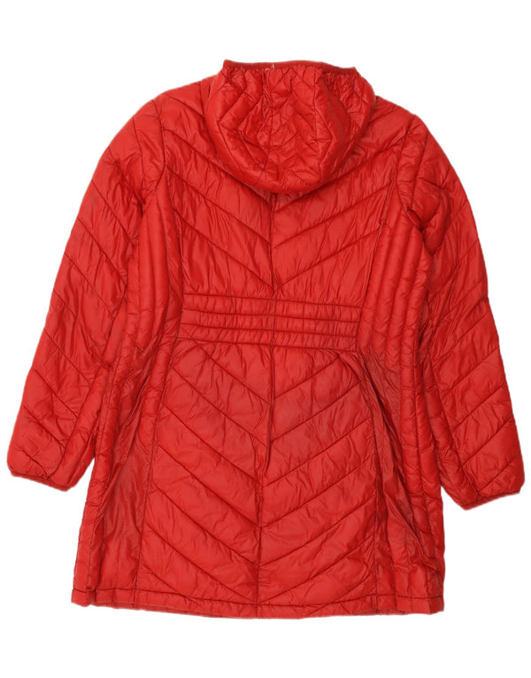 Casaco acolchoado com capuz feminino Michael Kors Reino Unido 16 grande nylon vermelho
