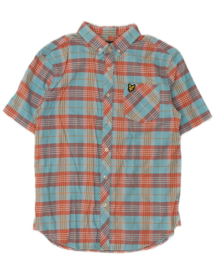 Lyle & Scott Camisa masculina de manga curta 12-13 anos algodão xadrez multicolorido