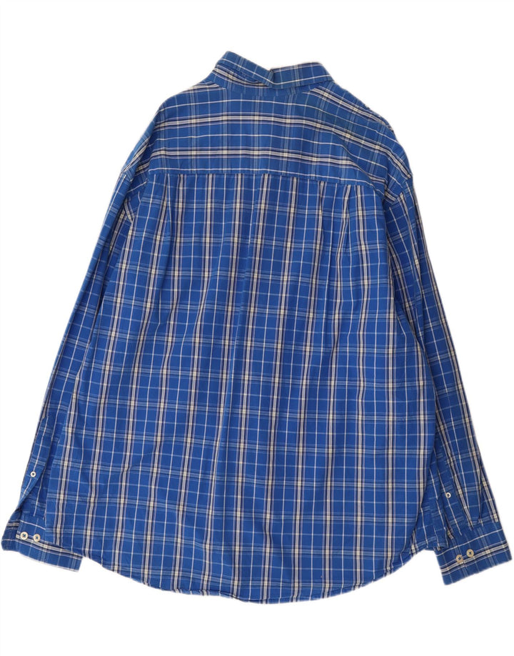 Camisa masculina grande e alta IZOD 2XL algodão xadrez azul