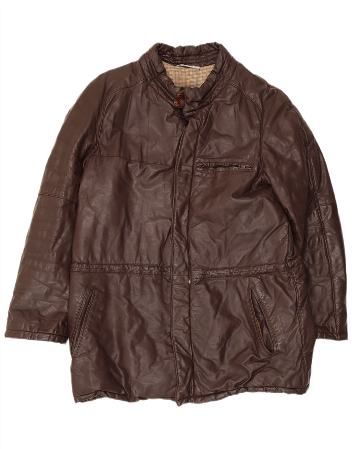 Jaqueta de couro masculina Monpel IT 48 couro marrom médio