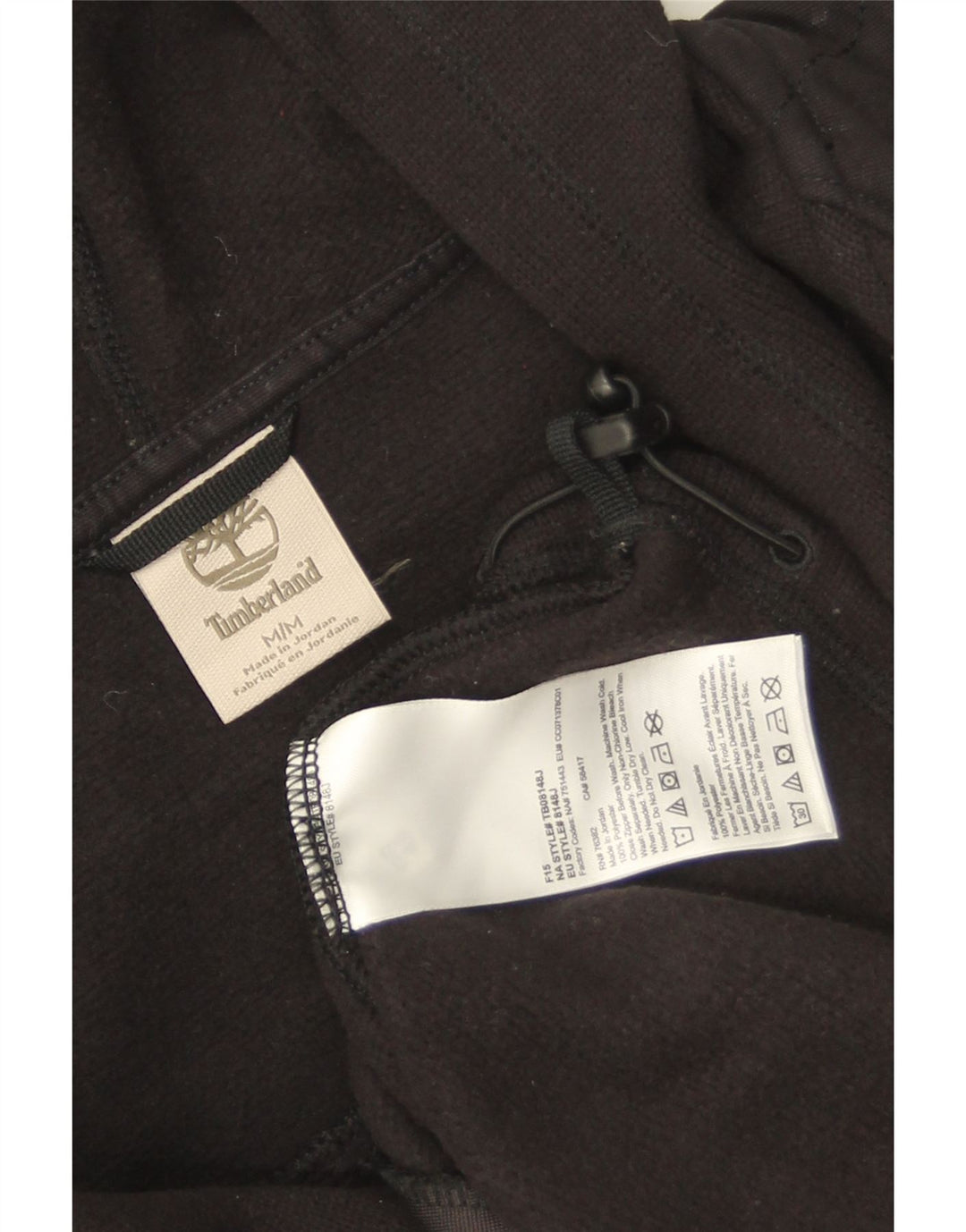 Suéter masculino Timberland com capuz e zíper médio preto poliéster