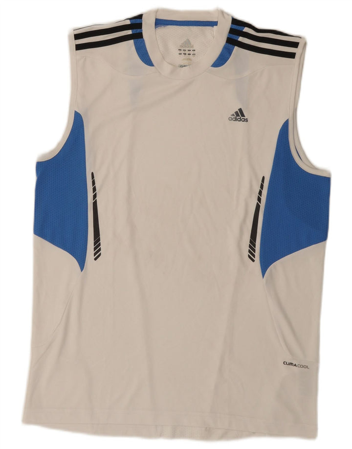 Adidas Mens Climacool Vest Top Médio Branco Colourblock Poliéster