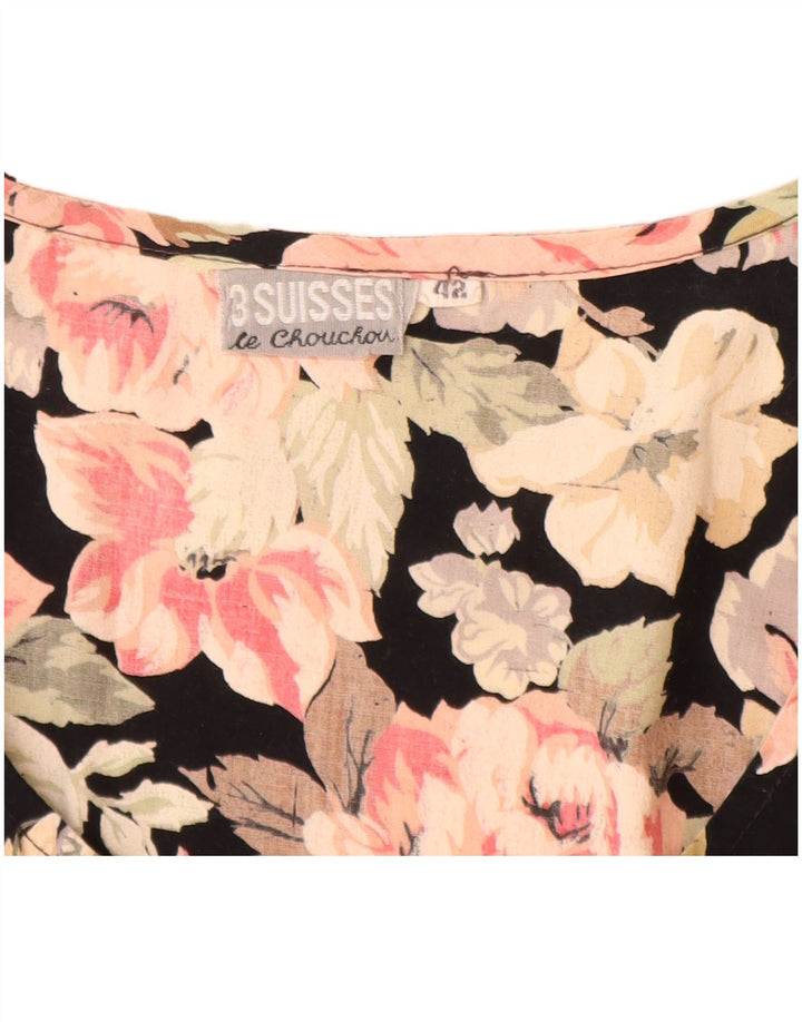 Macacão feminino vintage sem mangas IT 42 médio preto floral