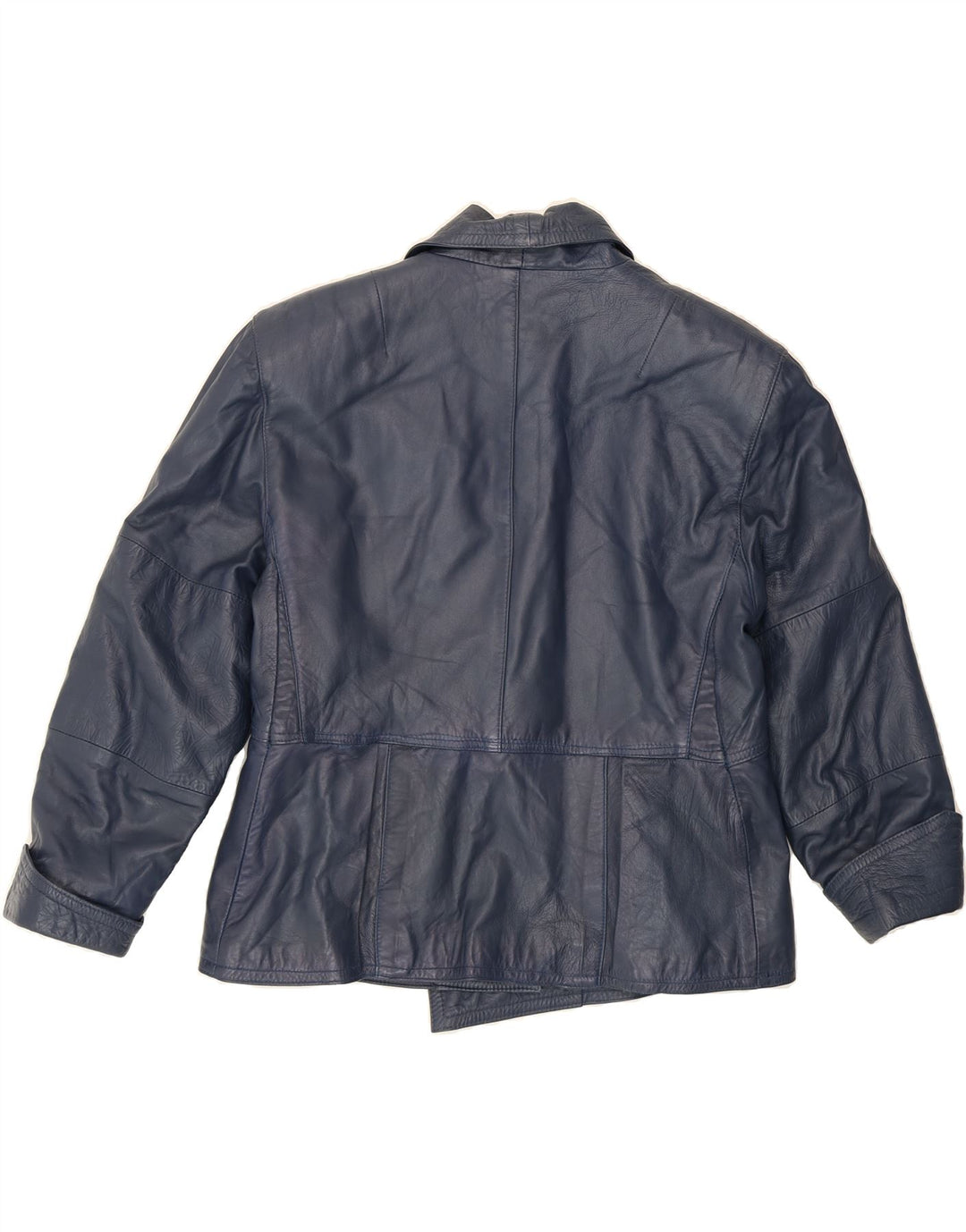 MONACO Womens Leather Jacket IT 46 XL Navy Blue Vintage Monaco and Second-Hand Monaco from Messina Hembry 