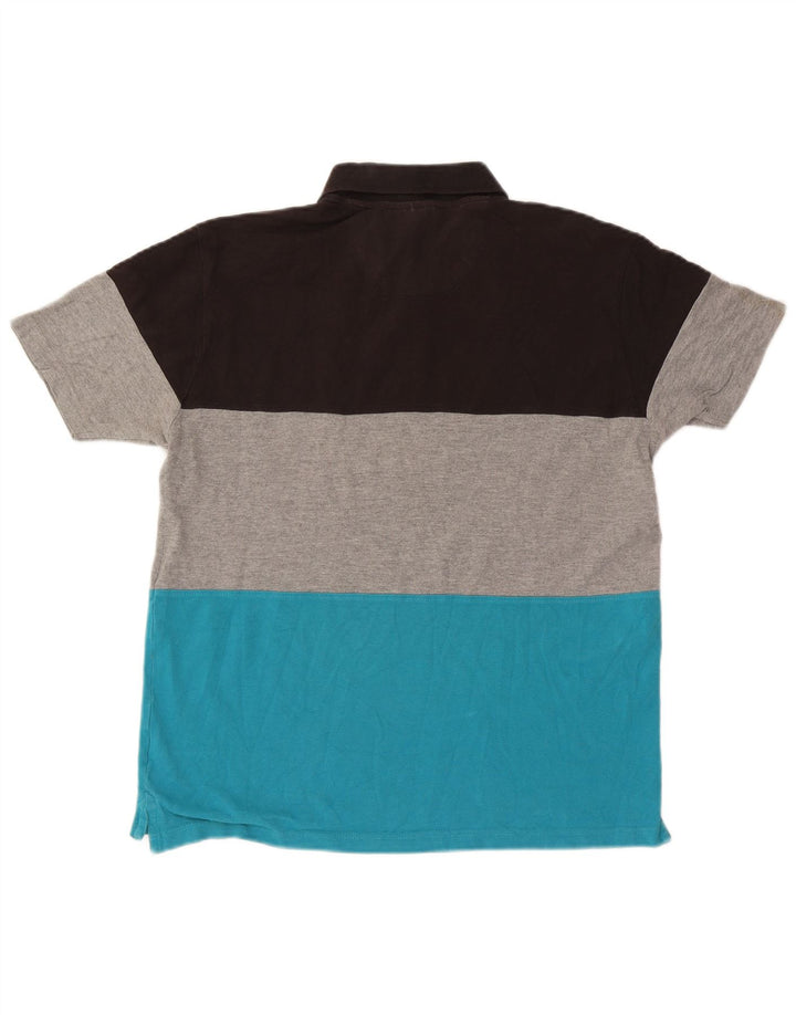 Camisa pólo gráfica masculina Pierre Cardin grande bloco colorido multicolorido