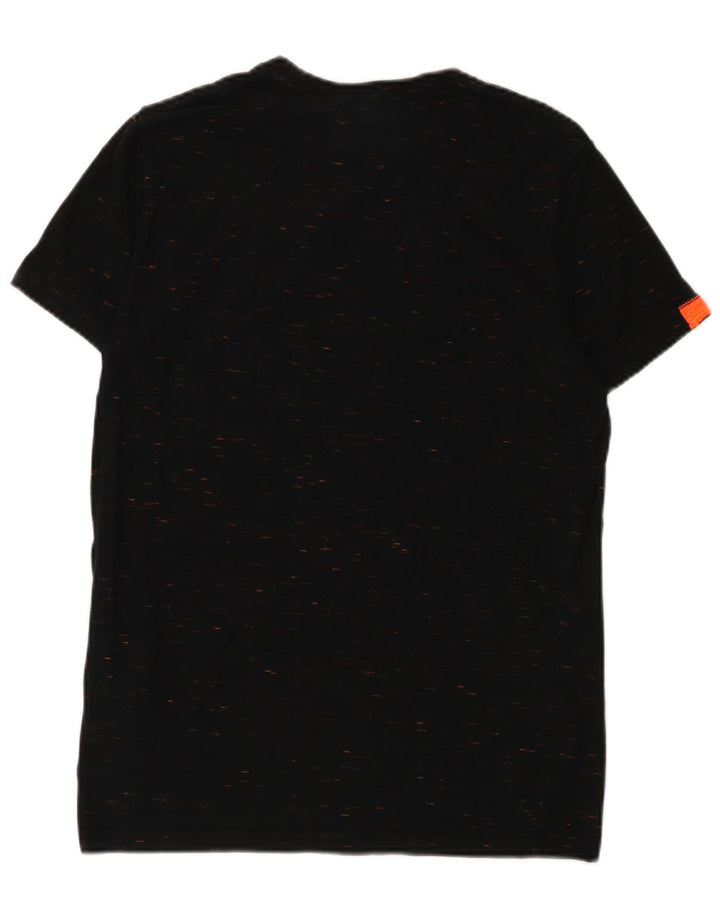 Camiseta masculina Superdry Top médio algodão manchado preto