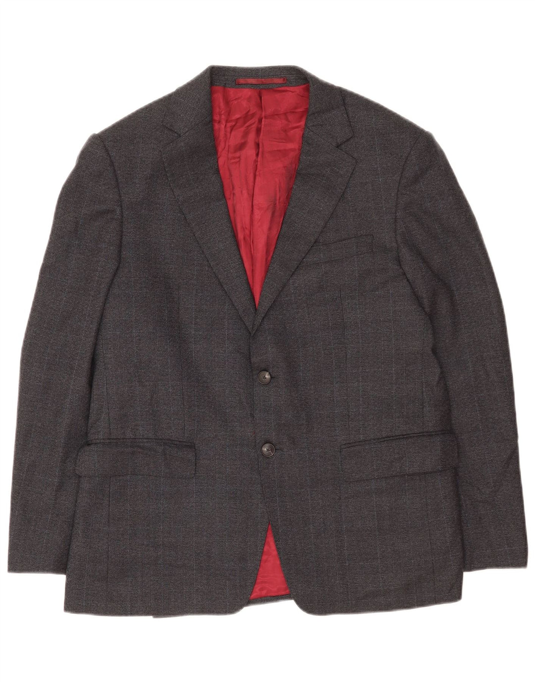Jaqueta blazer masculina de 2 botões Marks & Spencer Reino Unido 40 grande lã xadrez cinza