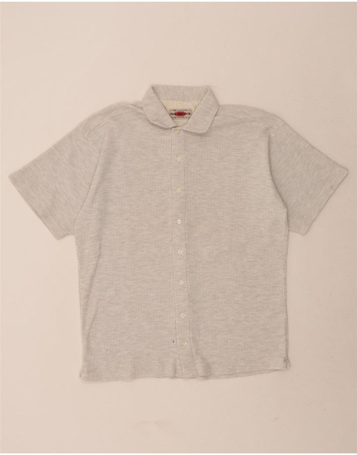BASIC 3K SYSTEM  Mens Short Sleeve Shirt Large Grey Cotton Vintage BASIC 3K SYSTEM and Second-Hand BASIC 3K SYSTEM from Messina Hembry 