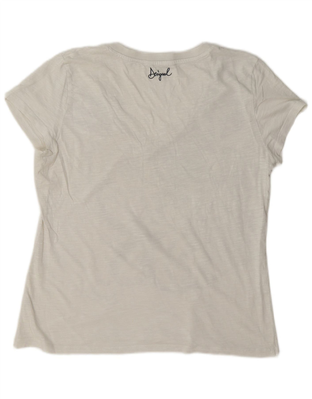 Desigual Camiseta feminina gráfica Top UK 16 Grande Branco