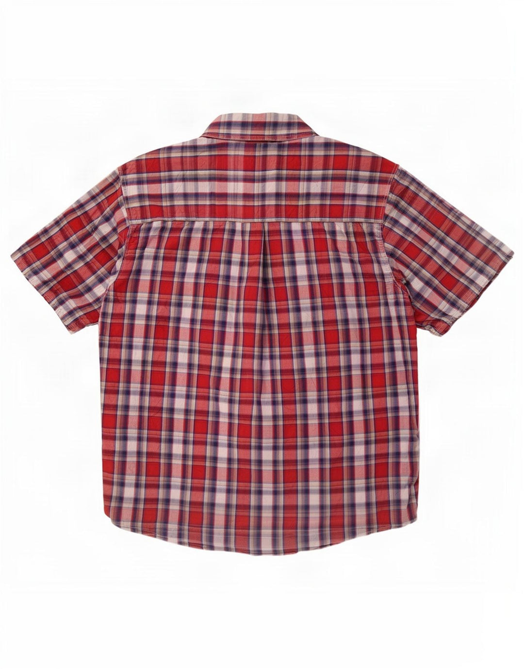 Camisa Wrangler masculina de manga curta XL vermelho xadrez algodão