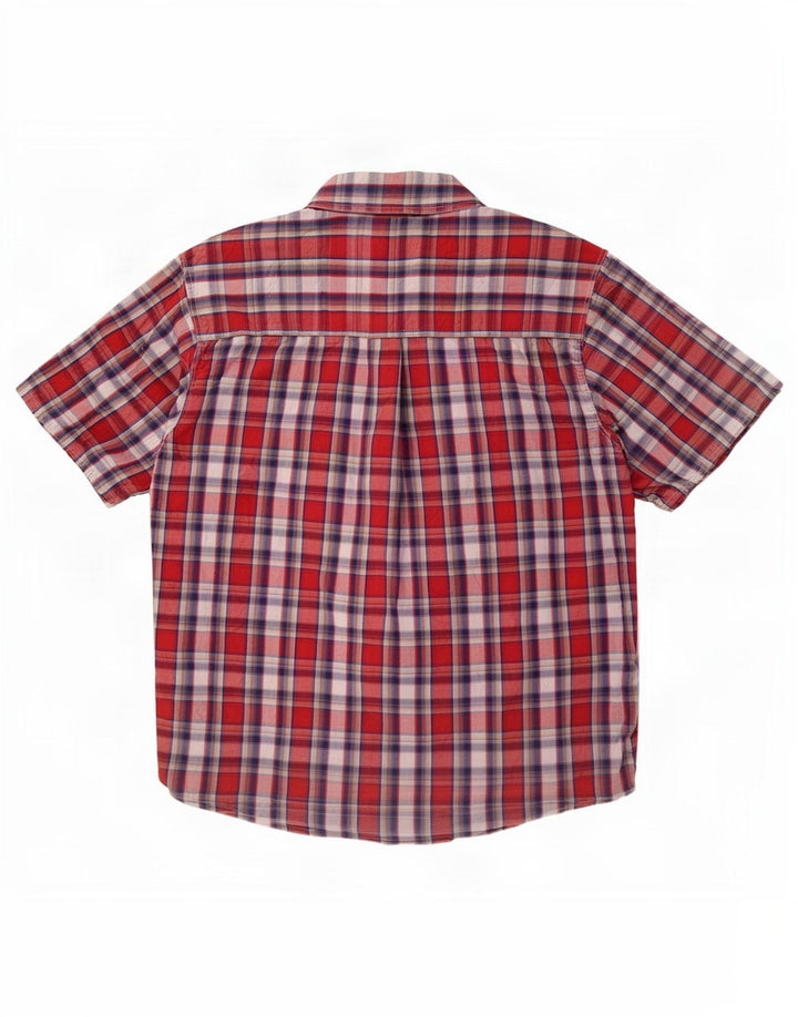 Camisa Wrangler masculina de manga curta XL vermelho xadrez algodão