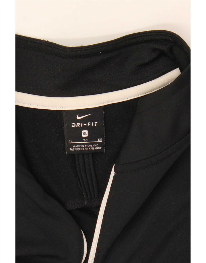 Nike Mens Dri Fit Zip Neck Pullover Treino Top XL Preto Colourblock