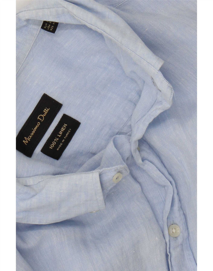 Camisa masculina Massimo Dutti XL linho azul