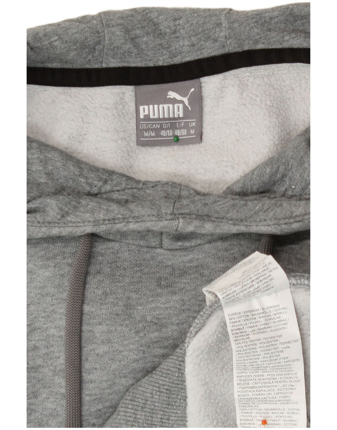 Suéter com capuz gráfico masculino Puma, algodão manchado cinza médio